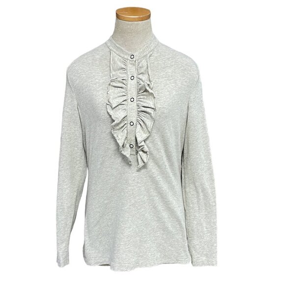 Lafayette148 Long Sleeve Shirt Frilled Blouse Cream Size Medium M - Picture 1 of 14